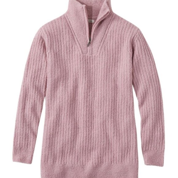 LL BEan Cozy Cloud Sweater Quarter Zip wool blend womens XL - Picture 1 of 7